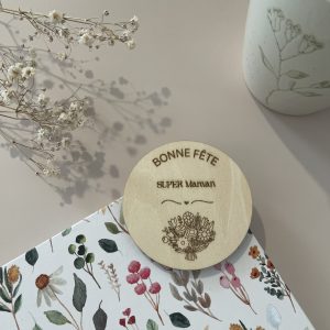 Magnet  cercle, super maman, bouquet
