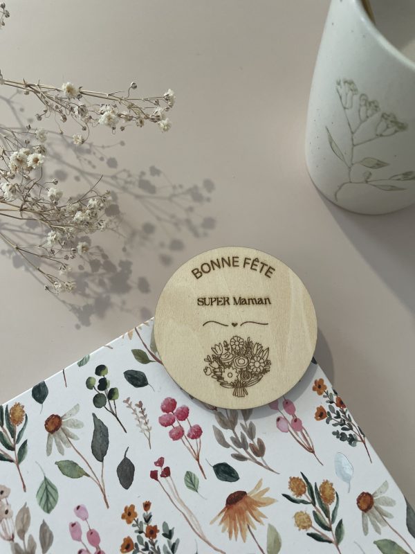 Magnet  cercle, super maman, bouquet