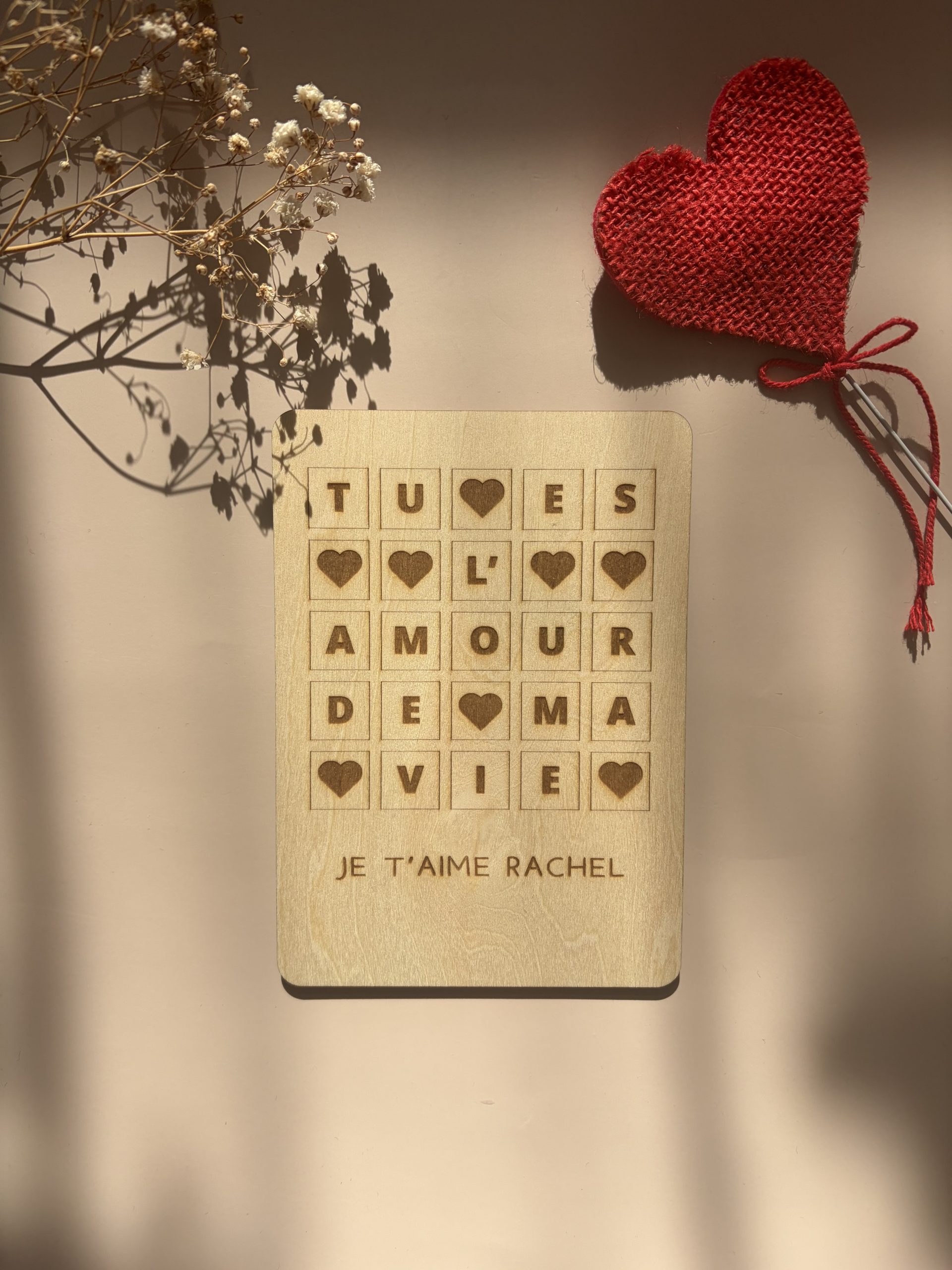 Plaque message d'amour