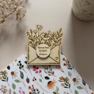 Magnet enveloppe, fleurs maman/mamie