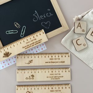 Cadeau école règles en bois